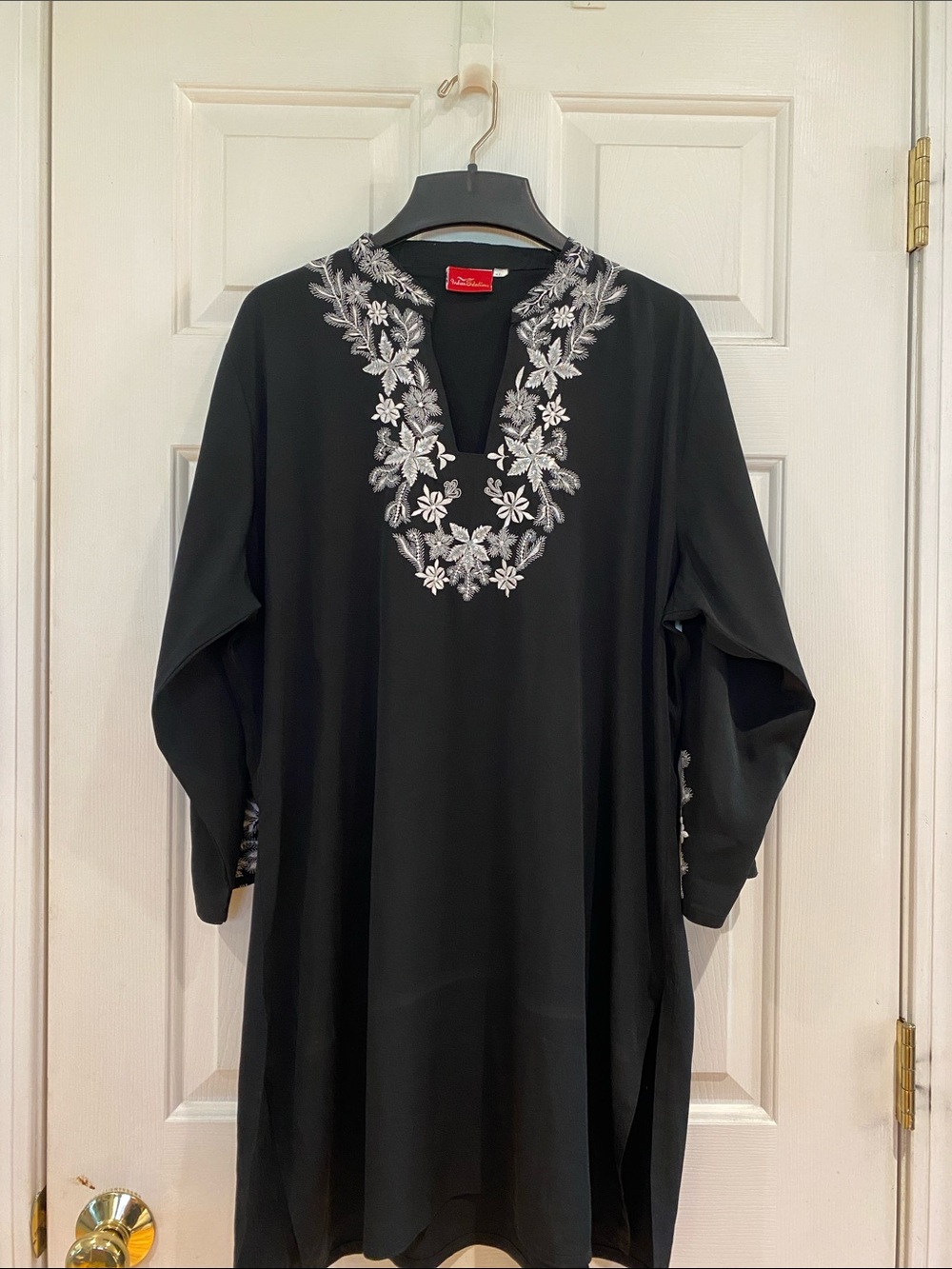 Black Tunic/Kurti with Silver Floral Embroidery